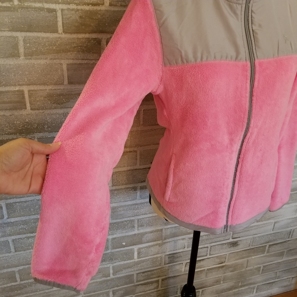Danskin Fuzzy Sweater With Zipper, Pink and Gray, SIZE M. - Picture 6 of 16